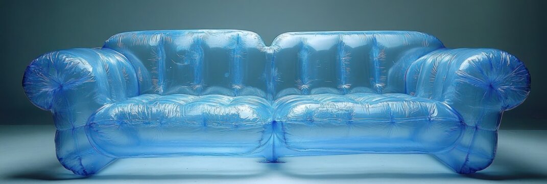 Inflatable blue couch