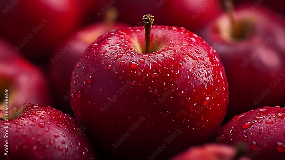 Aufkleber Fresh red apples glistening with water bubbles creating an inviting and colorful display for healthy eating : Generative AI