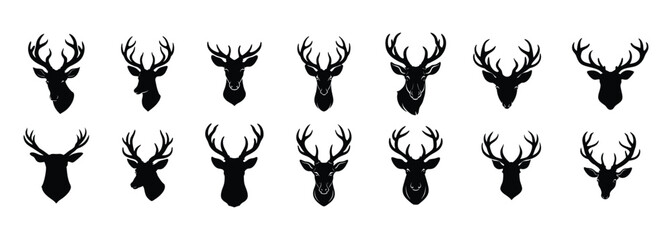 Obraz premium deer head silhouette icon set vector illustration.
