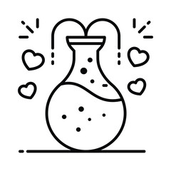 Love Chemical vector outline icon. EPS 10 file