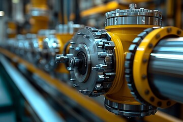 Obraz premium Focus on Mechanical Assembly of High-Tech Pipe Components in a Manufacturing Environment : Generative AI