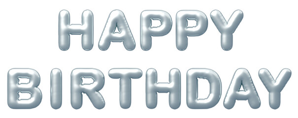 3D画像_風船_HAPPY BIRTHDAY_シルバー