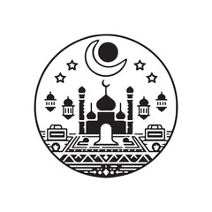 Wine bottle and glass icons with a vintage label design in a vector illustration style, perfect for travel, business, and music themes