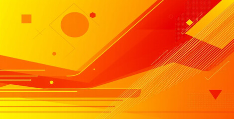 Yellow orange red abstract background for design. Geometric shapes. Triangles, squares, stripes, lines. Color gradient. Modern, futuristic. Light dark shades.