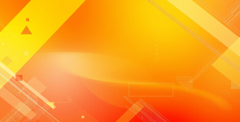 Yellow orange red abstract background for design. Geometric shapes. Triangles, squares, stripes, lines. Color gradient. Modern, futuristic. Light dark shades.
