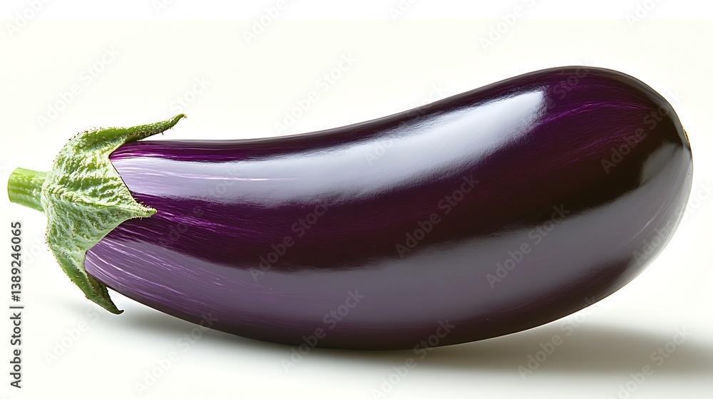 Poster single glossy purple eggplant on a soft background highlighting natural freshness and nutritional va