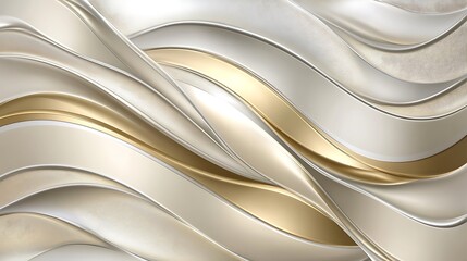 Obraz premium Abstract gold and white wavy pattern.