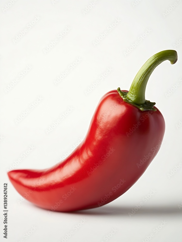 Poster vibrant and glossy red chili pepper set against a minimalistic background for culinary inspiration :