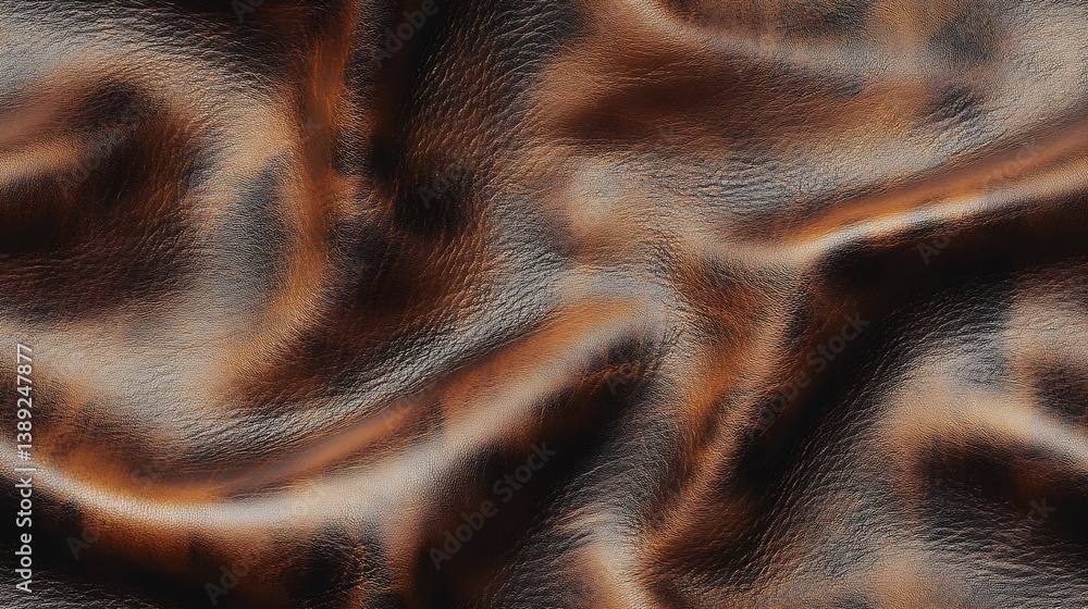 Fototapete Glossy and Shiny Leather Close-Up Displaying Distinct Textures and Unique Patterns with a Rich Color : Generative AI