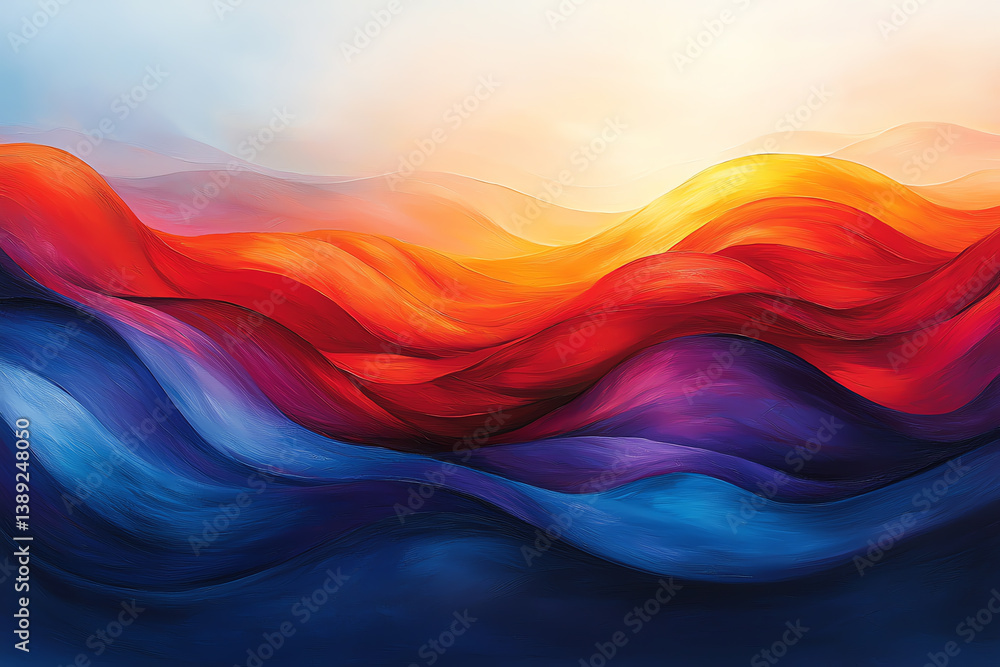 Poster vibrant abstract waves of color blend harmoniously, evoking emotions and inspiring creativity in art