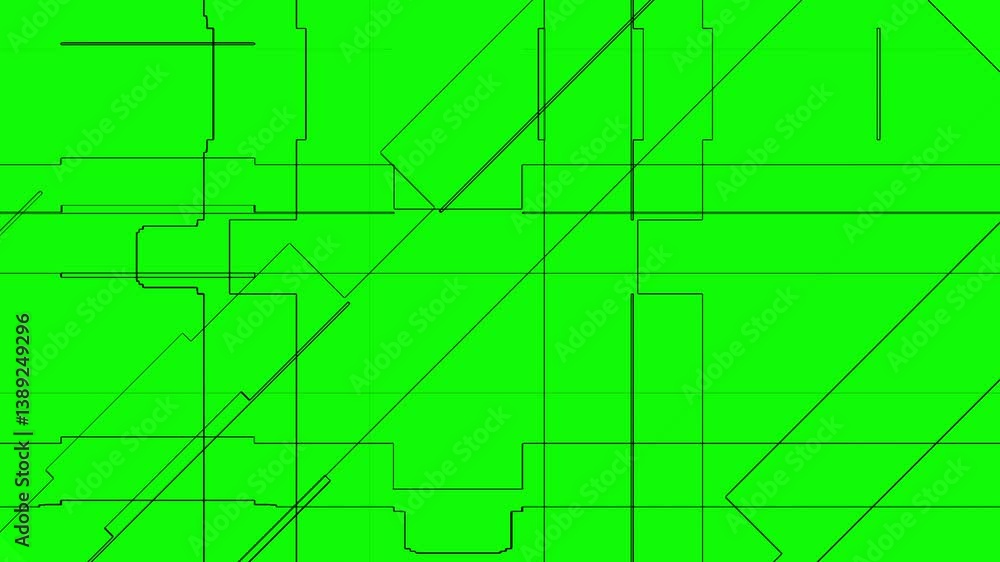 Poster distorted lines animation on a green background