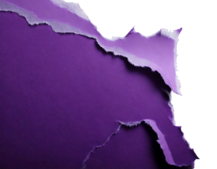 Torn smoky purple paper sheet isolated on a clean white background, illuminated with soft studio light to enhance texture, suitable for elegant and artistic design uses.graphic design, invitations, b
