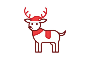 christmas reindeer with red ribbon