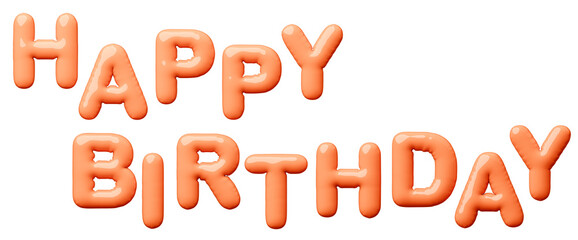 3D画像_風船_HAPPY BIRTHDAY_オレンジ