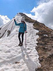 View of the summit of Monte Elefante with snow in Lazio Region, Italy
