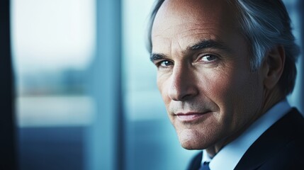 Confident businessman in formal attire, exuding professionalism and leadership in a modern office setting.
