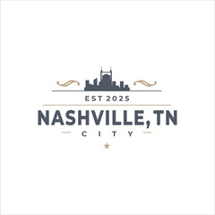 Obraz premium Fun vector design of Nashville city silhouette suitable for stickers or prints 