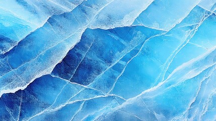 A vibrant blue abstract texture featuring icy patterns and layered formations, evoking a sense of coldness and tranquility.