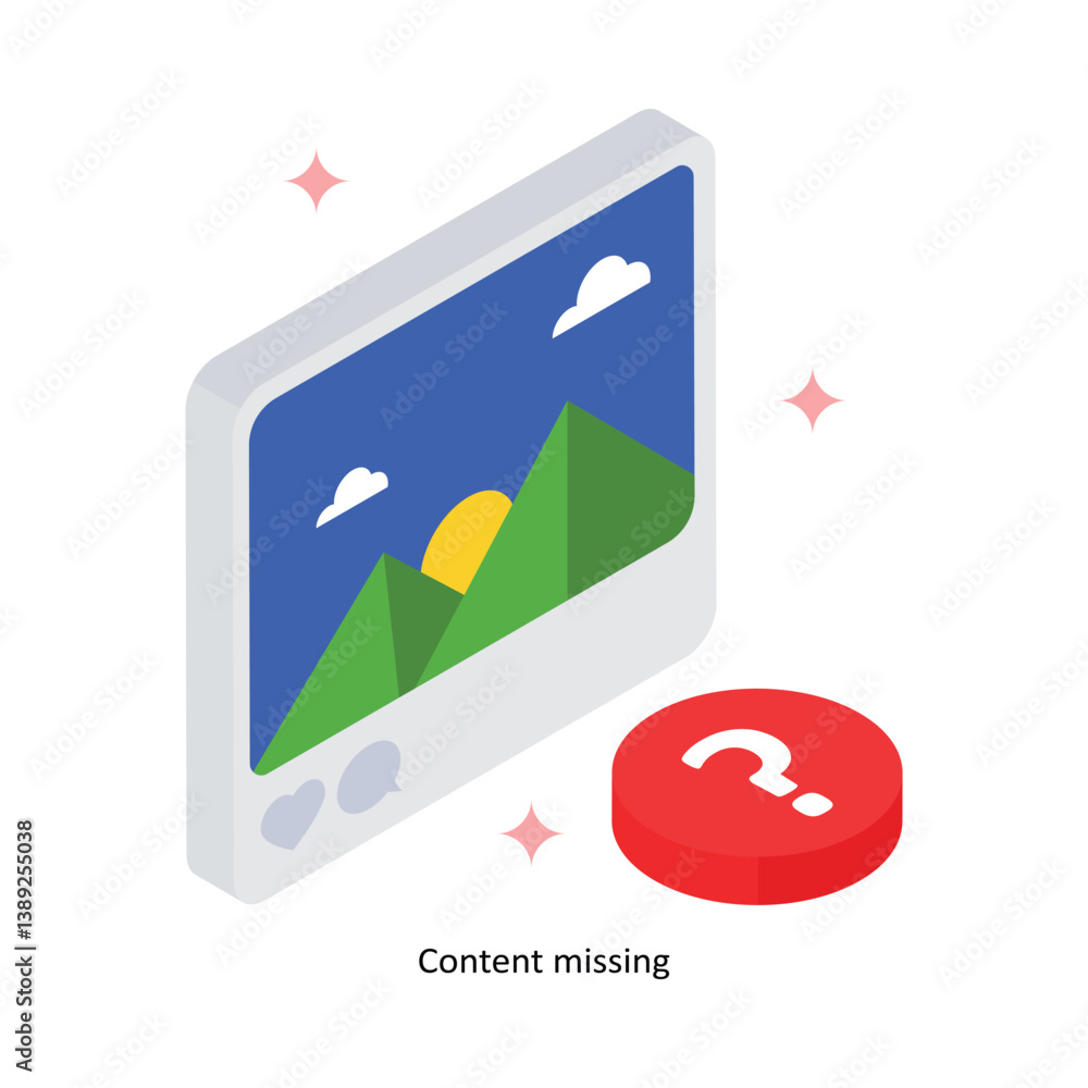 Poster content missing concept isometric style illustrations. eps 10 file