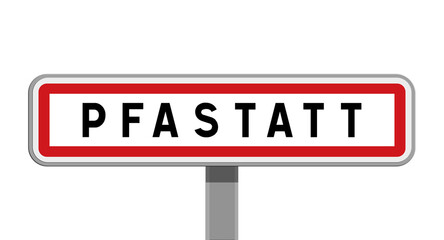 Panneau sur poteau central de ville de Pfastatt, Haut-Rhin