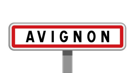Panneau sur poteau central de ville d’Avignon, Vaucluse