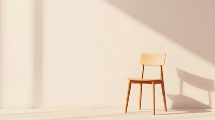 Light wood chair in sunlit room. (2)