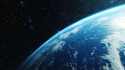 Obraz premium View of Earth from Space with Stars and Blue Atmosphere