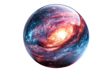 A vibrant depiction of a swirling galaxy captured in stunning colors, showcasing cosmic beauty against a dark backdrop.