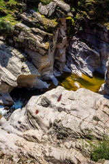 Water flowing through rocks in Tasyaran natural park in Turkey