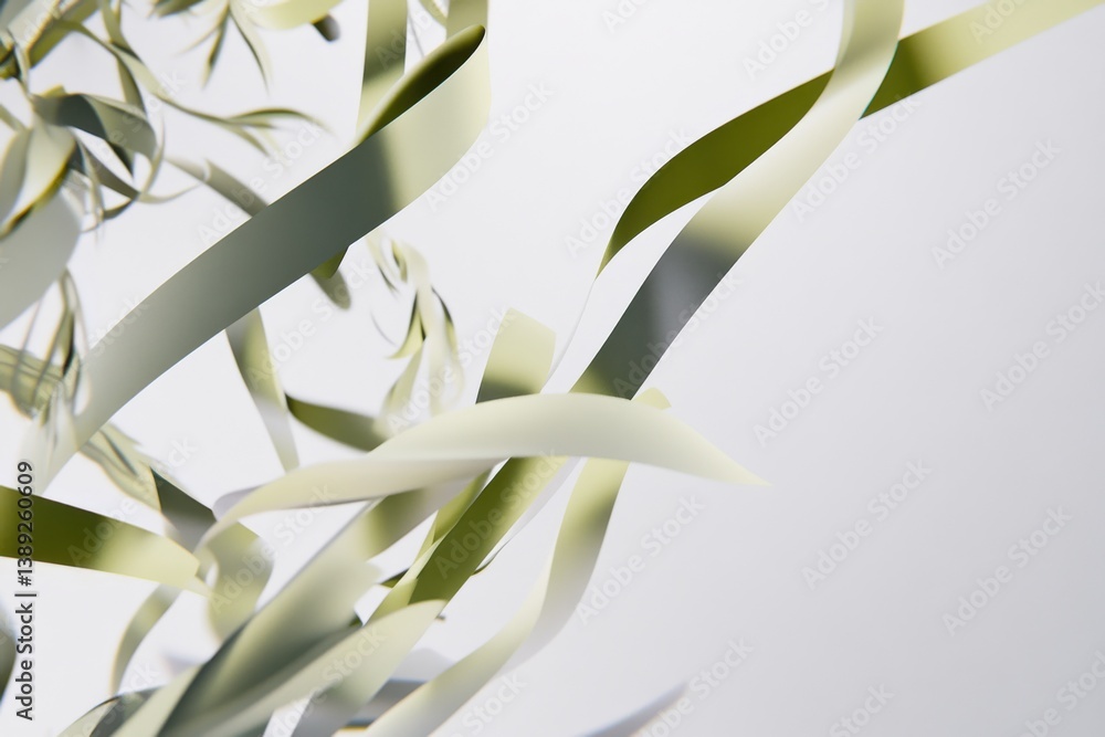 Poster Abstract ribbons in soft green tones creating a dynamic and modern design element for contemporary projects