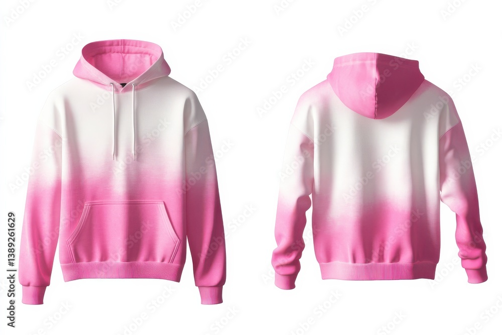 Poster stylish pink gradient hoodie showcasing a modern design suitable for casual wear and everyday comfor