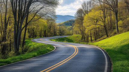 Fototapeta premium Strada di montagna in primavera