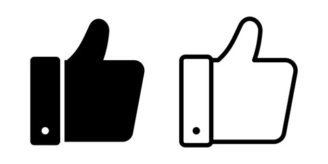 Obraz premium Vector isolated Like icon set in black outline and fill