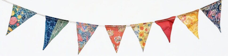 Colorful Bunting Festival Banner Isolated on White Background &ndash; Perfect for Celebrations and Events