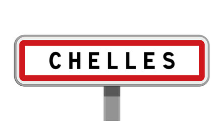 Panneau sur poteau central de ville de Chelles, Seine-et-Marne