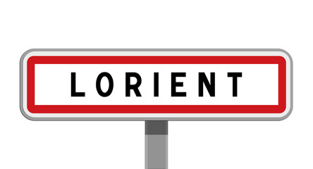 Panneau sur poteau central de ville de Lorient, Morbihan