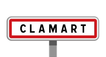 Panneau sur poteau central de ville de Clamart, Hauts-de-Seine