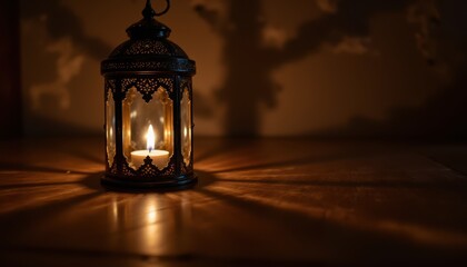 A mesmerizing scene unfolds as the soft glow of an Arabic lamp casts a warm light