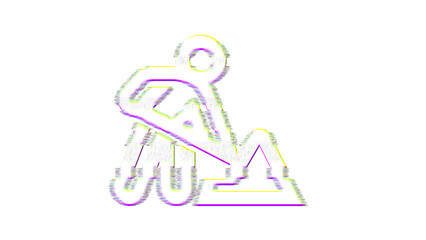 Icon digging is distorted. Glitch. Noise, chromatic aberration, geometric distortion