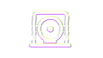 Icon disc drive is distorted. Glitch. Noise, chromatic aberration, geometric distortion
