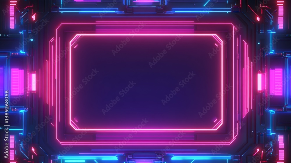 Poster Futuristic neon background with glowing lines in vibrant colors for modern designs and digital art : Generative AI