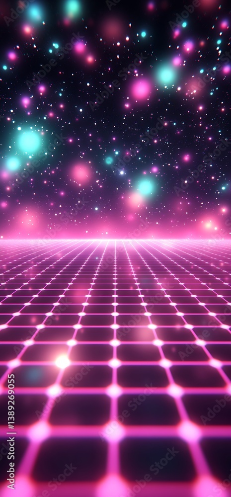 Aufkleber vibrant cosmic scene featuring dreamy colors and a shimmering grid pattern across the galaxy : gener