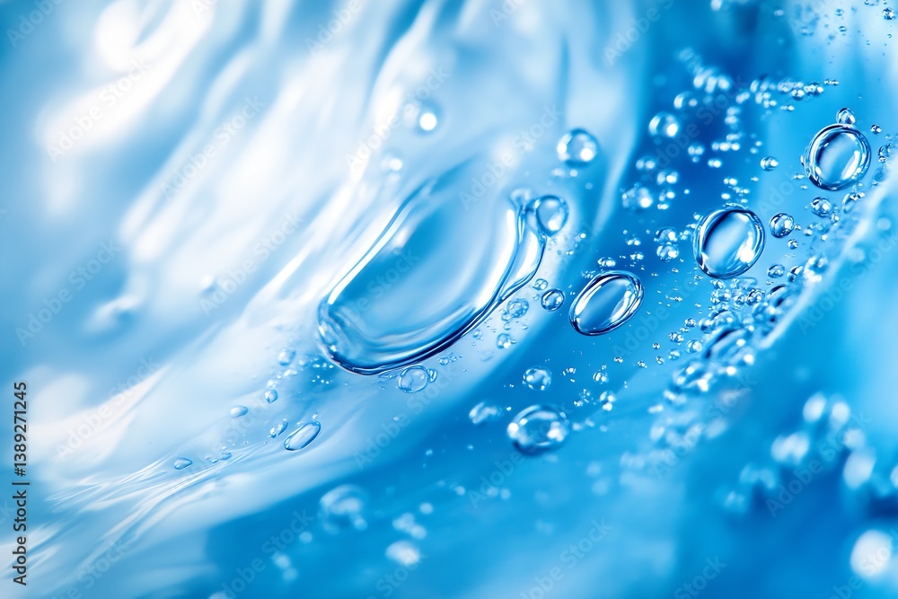 Aufkleber captivating close up of sparkling bubbles and fluid textures in vibrant blue water : generative ai