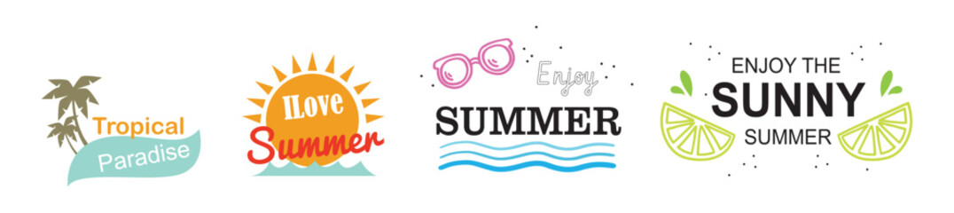 Set hand drawn lettering collection for summer season