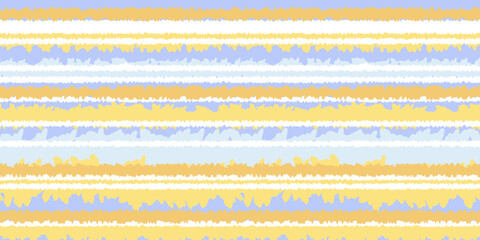 Vector hand drawn stripes seamless pattern. Unique horizontal lines ornament. Yellow and blue background. Contemporary minimalist print.
