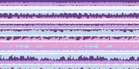 Vector hand drawn stripes seamless pattern. Unique horizontal lines ornament. Violet and purple background. Contemporary minimalist print.