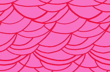 Minimalist seamless pattern with abstract organic shapes on a pink background. Vector hand drawn sketch curved wavy lines print. Contemporary plain ornament.