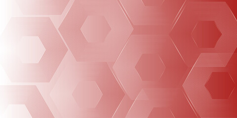Vector abstract hexagonal white and red background. Smooth hexagon line background, blurred pattern. Light pale texture.