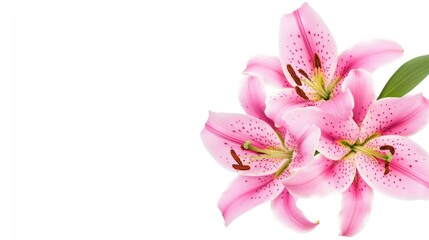 Obraz premium Elegant pink lily flower bouquet for floral arrangement and decoration with copy space