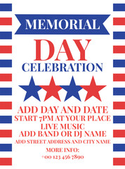 memorial day celebration poster flyer or social media post design